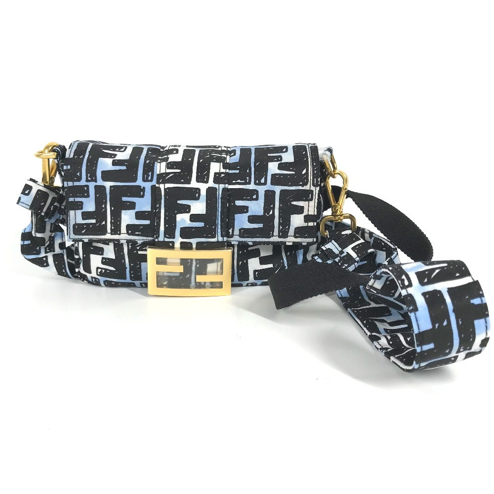 FENDI Shoulder Bag 8BR784 Nylon blue Joshua Vides Collaboration Zucca Baguette Mini mens Used