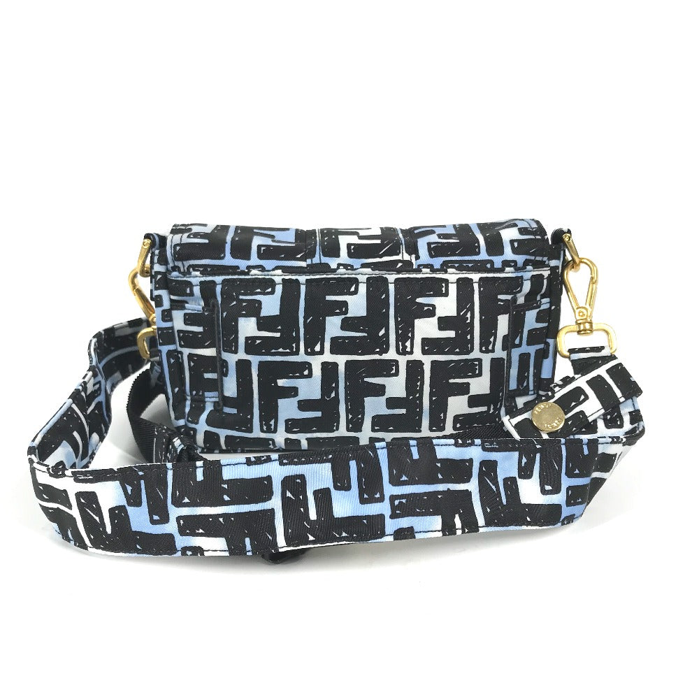 FENDI Shoulder Bag 8BR784 Nylon blue Joshua Vides Collaboration Zucca Baguette Mini mens Used