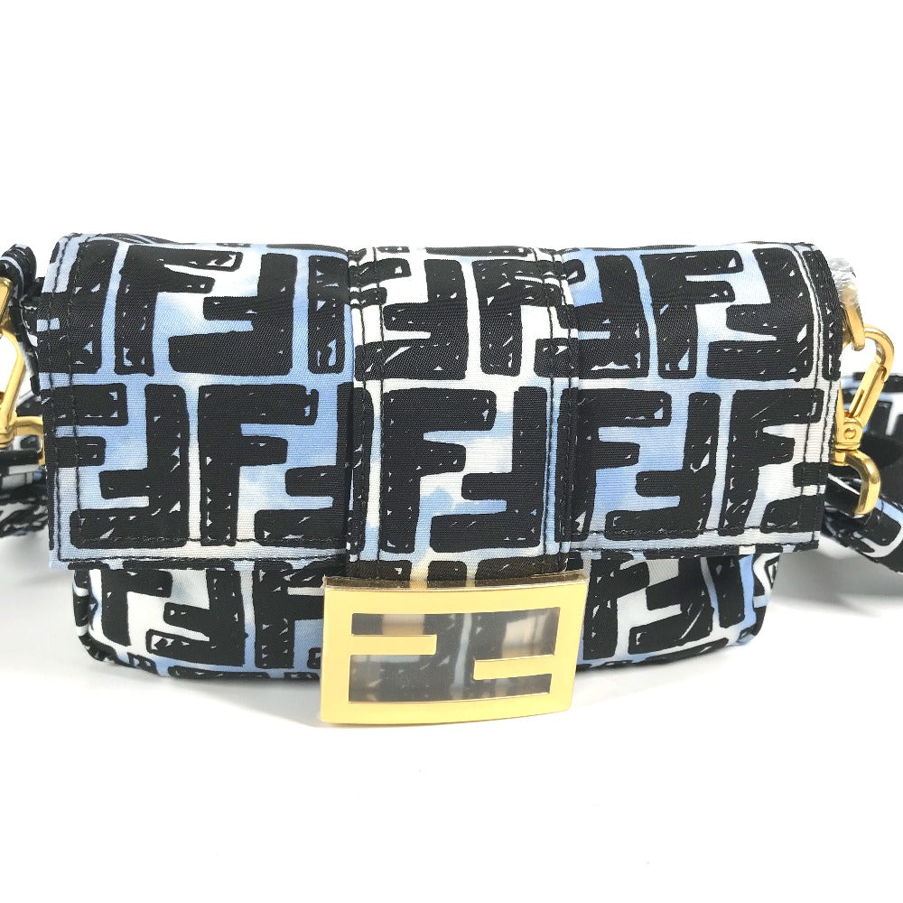 FENDI Shoulder Bag 8BR784 Nylon blue Joshua Vides Collaboration Zucca Baguette Mini mens Used