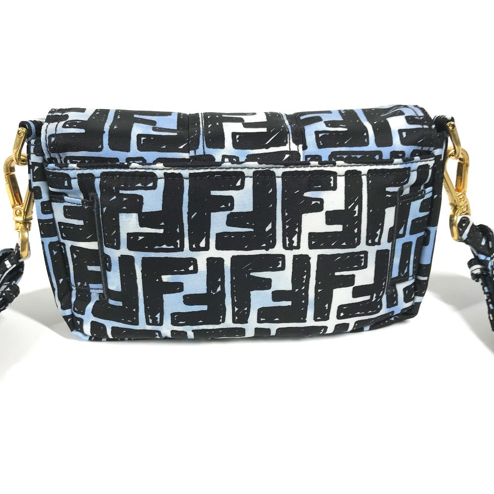 FENDI Shoulder Bag 8BR784 Nylon blue Joshua Vides Collaboration Zucca Baguette Mini mens Used