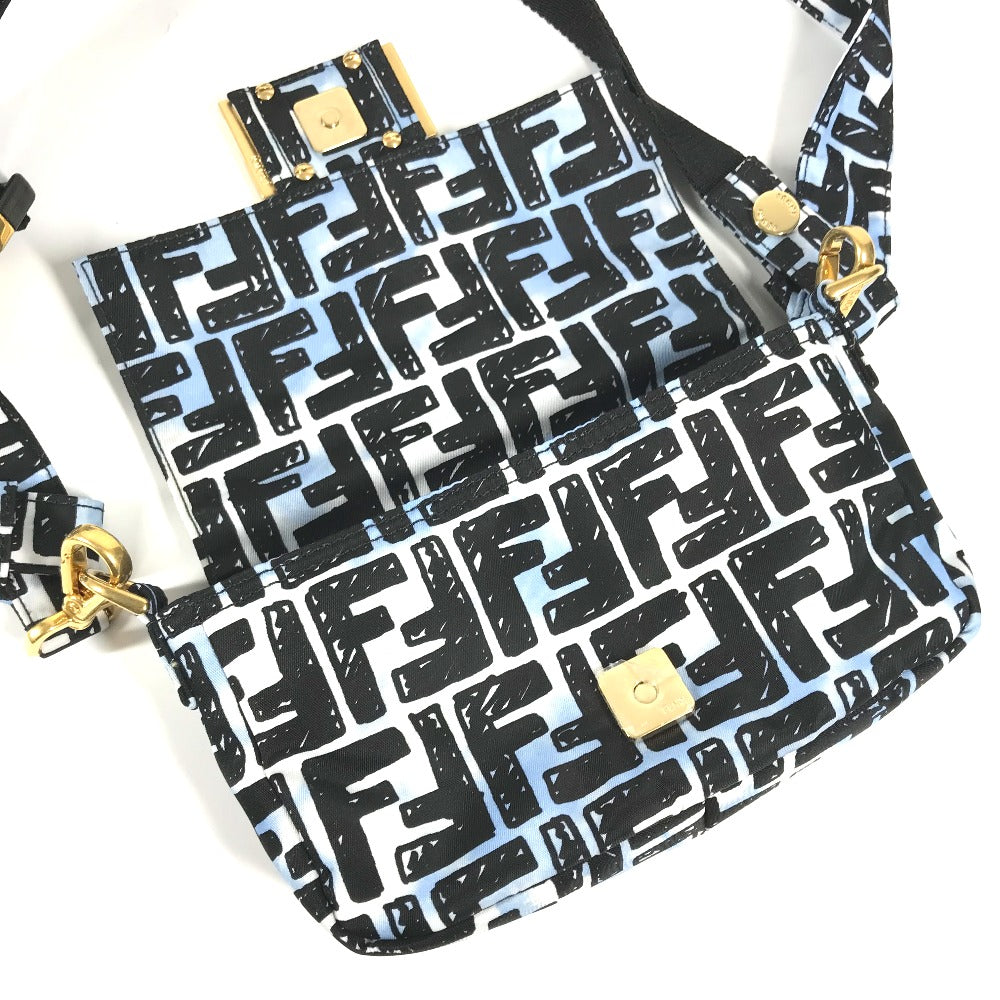 FENDI Shoulder Bag 8BR784 Nylon blue Joshua Vides Collaboration Zucca Baguette Mini mens Used