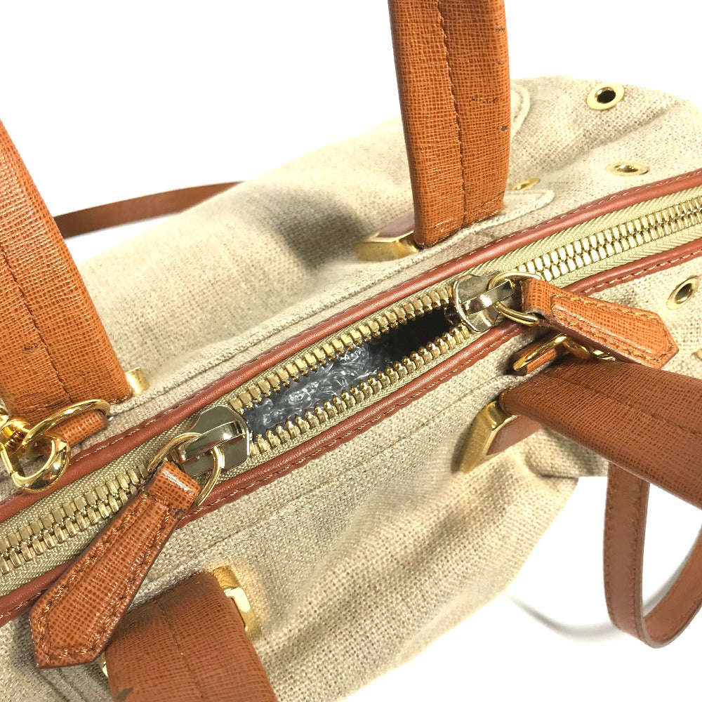 FENDI Handbag 8BL114 Leather / canvas beige Bag chameleon Women Used