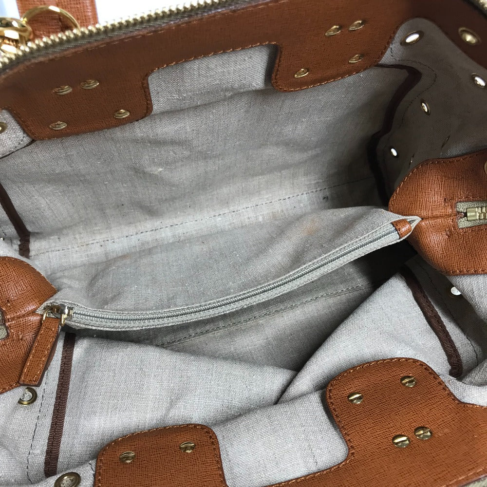 FENDI Handbag 8BL114 Leather / canvas beige Bag chameleon Women Used