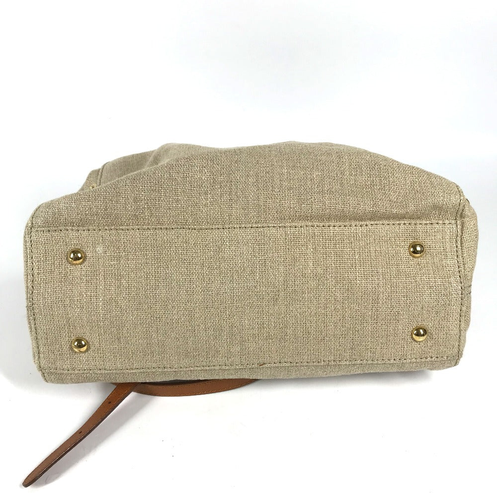 FENDI Handbag 8BL114 Leather / canvas beige Bag chameleon Women Used