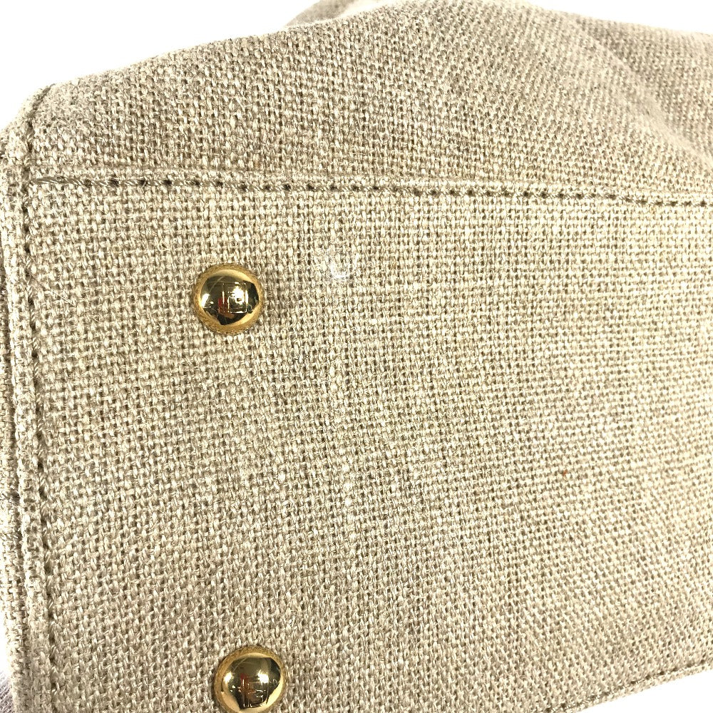 FENDI Handbag 8BL114 Leather / canvas beige Bag chameleon Women Used