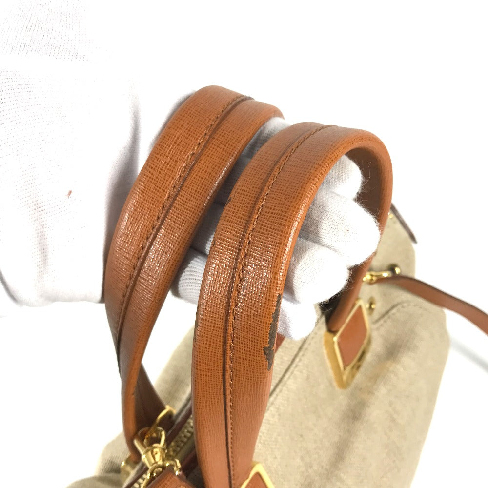 FENDI Handbag 8BL114 Leather / canvas beige Bag chameleon Women Used