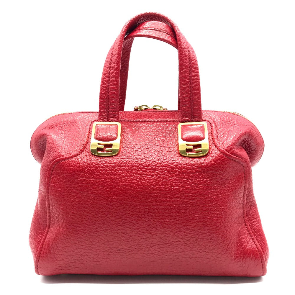 FENDI Handbag 8BL114 leather Red Mini Boston Duffel bag chameleon Women Used