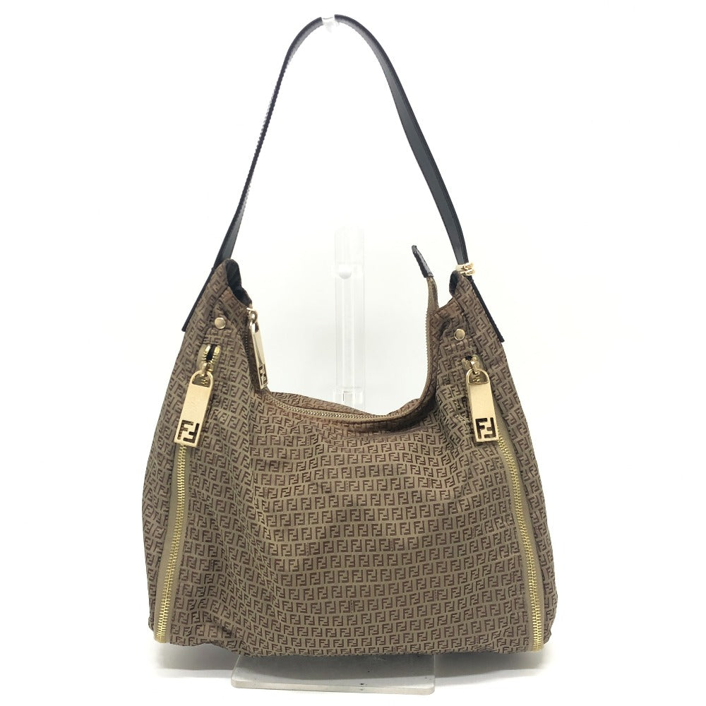 FENDI Shoulder Bag 8BR633 canvas beige Zucca Pattern Women Used