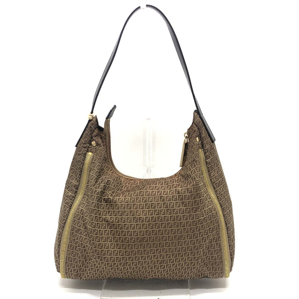 FENDI Shoulder Bag 8BR633 canvas beige Zucca Pattern Women Used