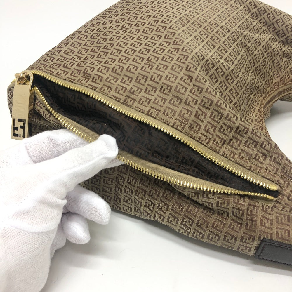 FENDI Shoulder Bag 8BR633 canvas beige Zucca Pattern Women Used