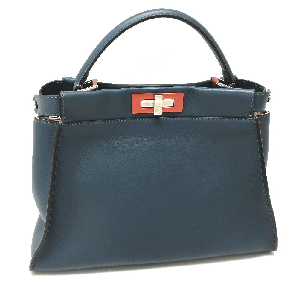 FENDI Handbag 8BN290 leather blue Peek-a-boo regular Women Used