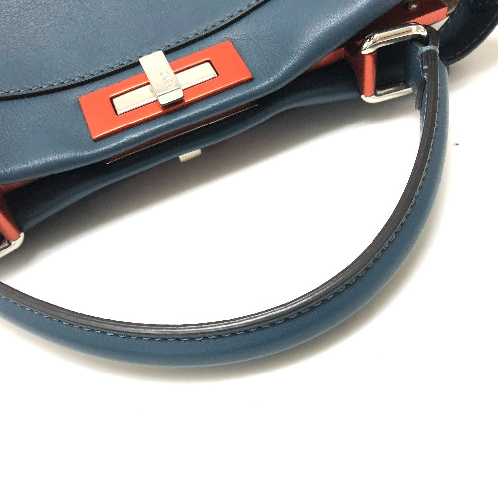 FENDI Handbag 8BN290 leather blue Peek-a-boo regular Women Used