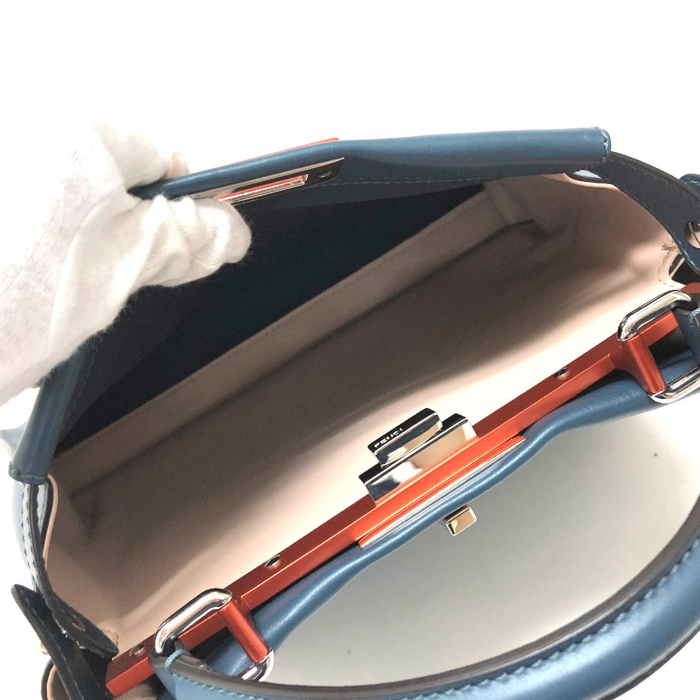 FENDI Handbag 8BN290 leather blue Peek-a-boo regular Women Used