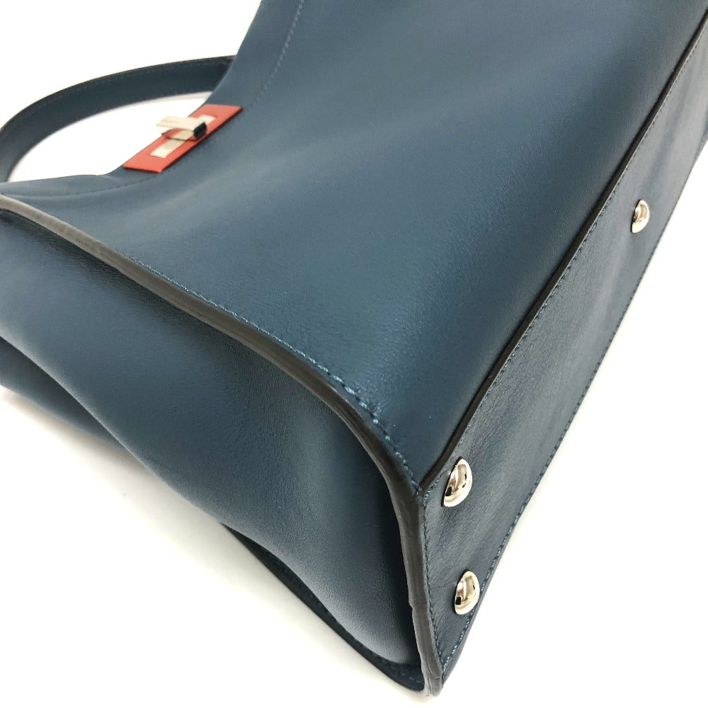 FENDI Handbag 8BN290 leather blue Peek-a-boo regular Women Used