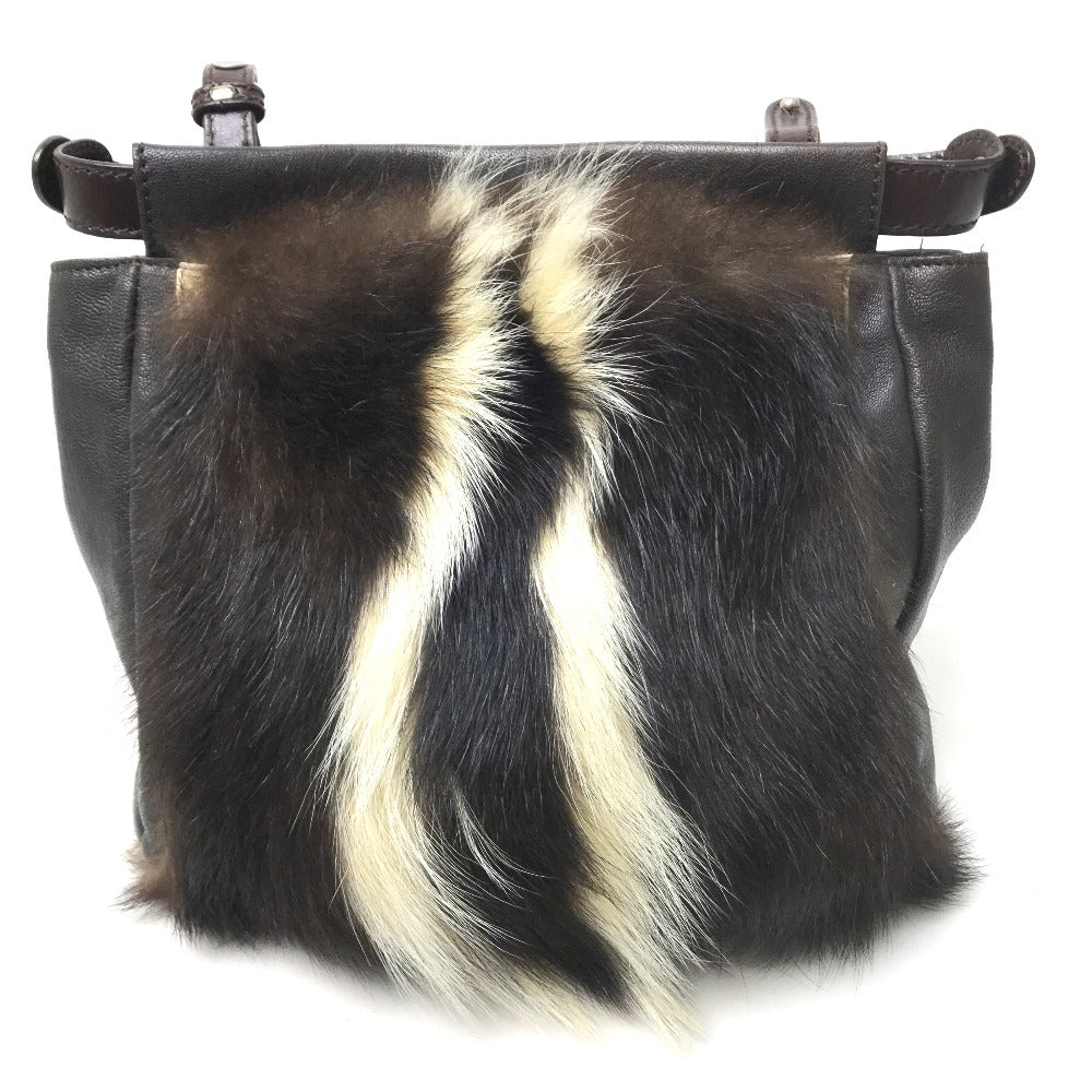 FENDI Shoulder Bag 8BT161 fur Dark brown Fur bag Peekaboo Women Used