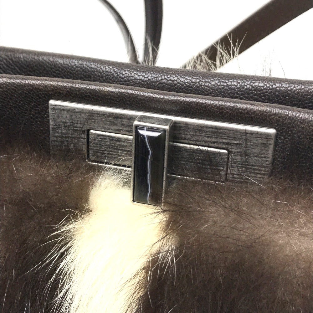 FENDI Shoulder Bag 8BT161 fur Dark brown Fur bag Peekaboo Women Used