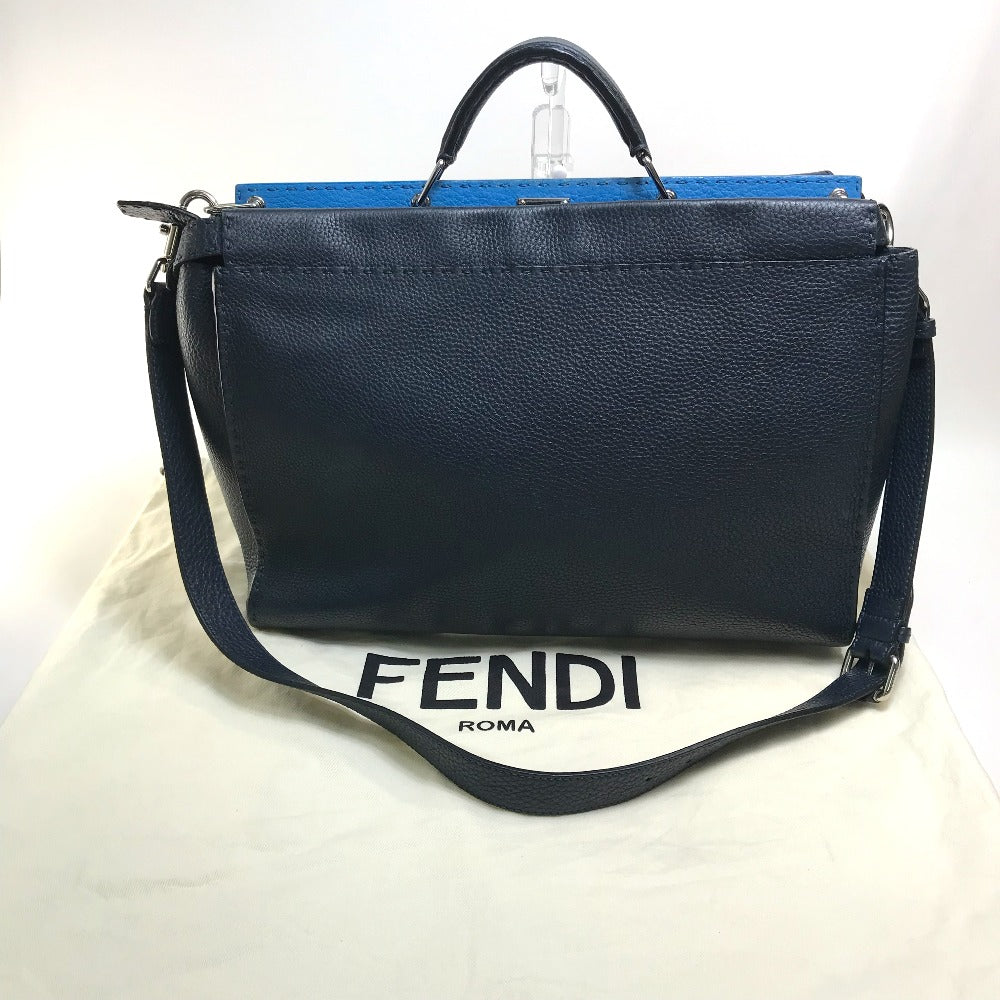 FENDI Business bag 7VA388 leather Navy x blue Celeria Peekaboo mens Used