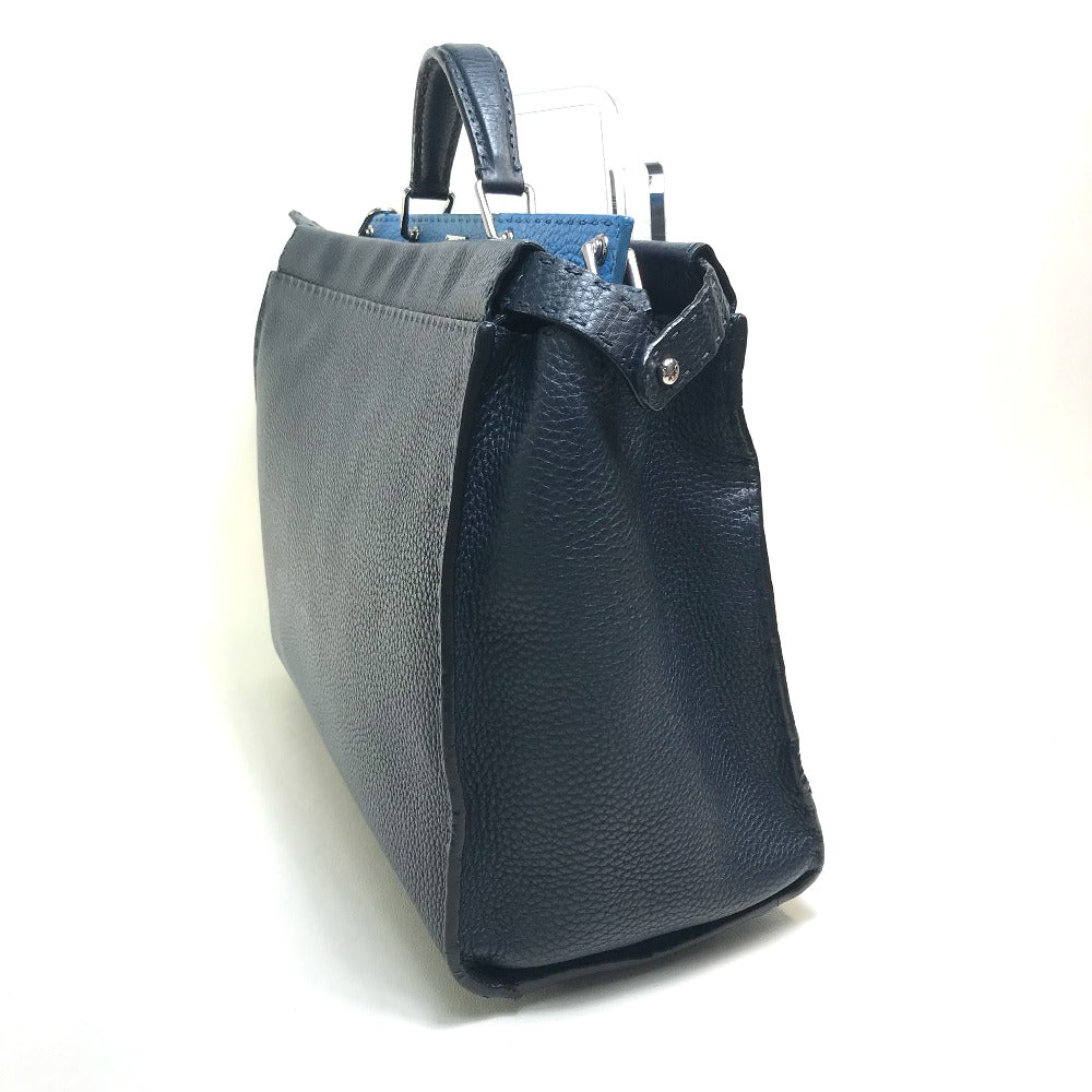 FENDI Business bag 7VA388 leather Navy x blue Celeria Peekaboo mens Used