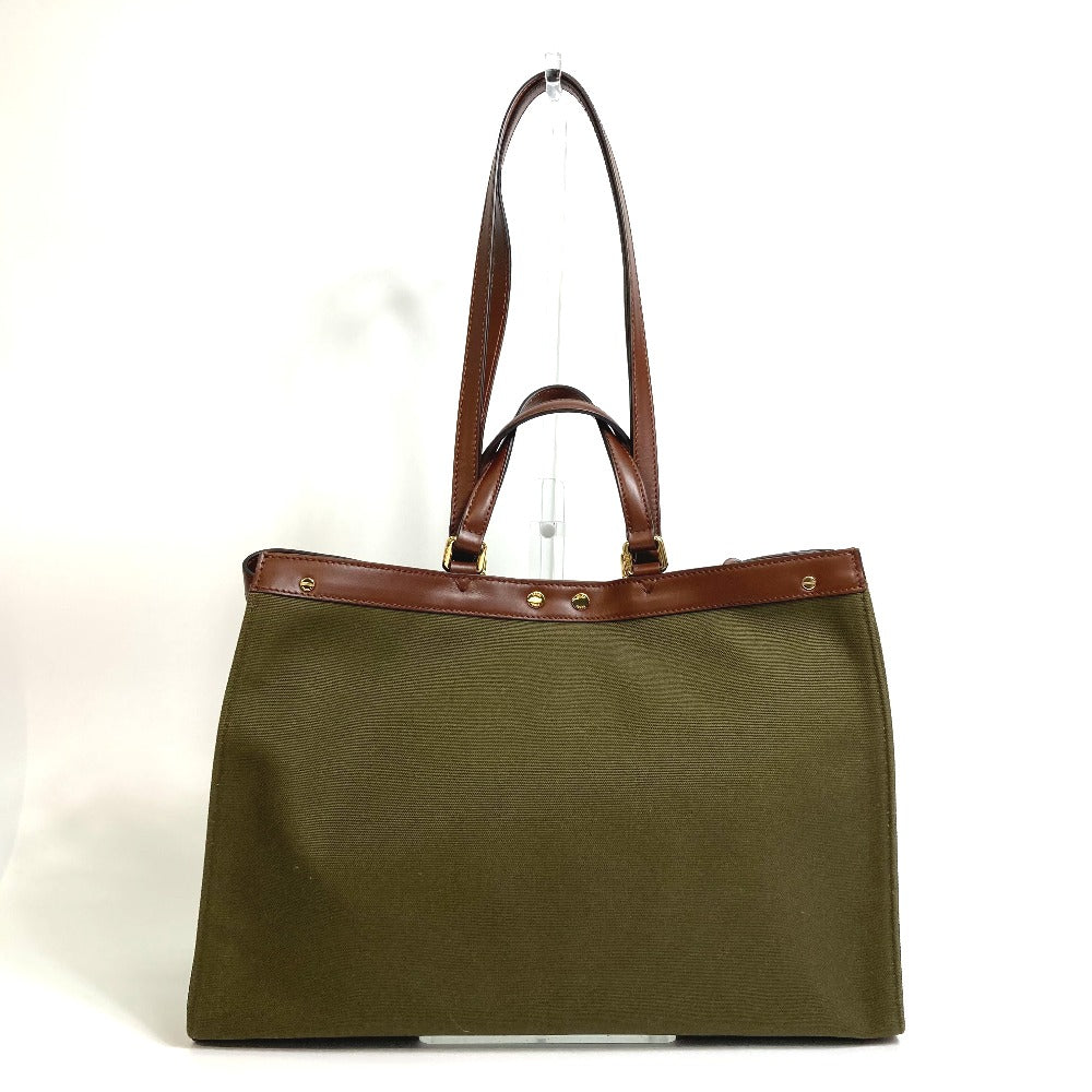 FENDI Tote Bag 8BH374 cotton green FF total pattern Peekaboo X Tote Women Used