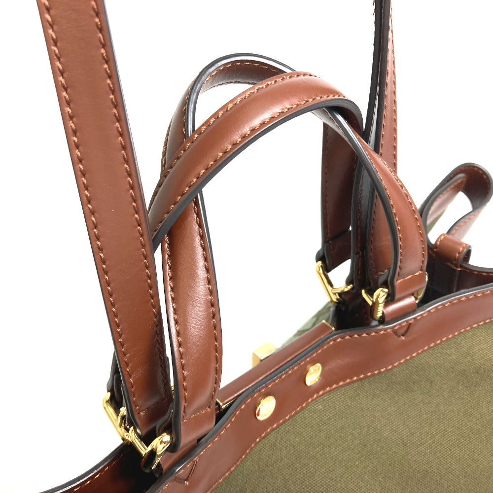 FENDI Tote Bag 8BH374 cotton green FF total pattern Peekaboo X Tote Women Used