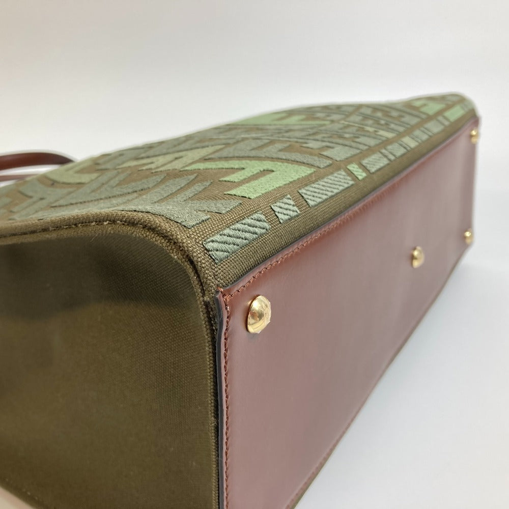 FENDI Tote Bag 8BH374 cotton green FF total pattern Peekaboo X Tote Women Used