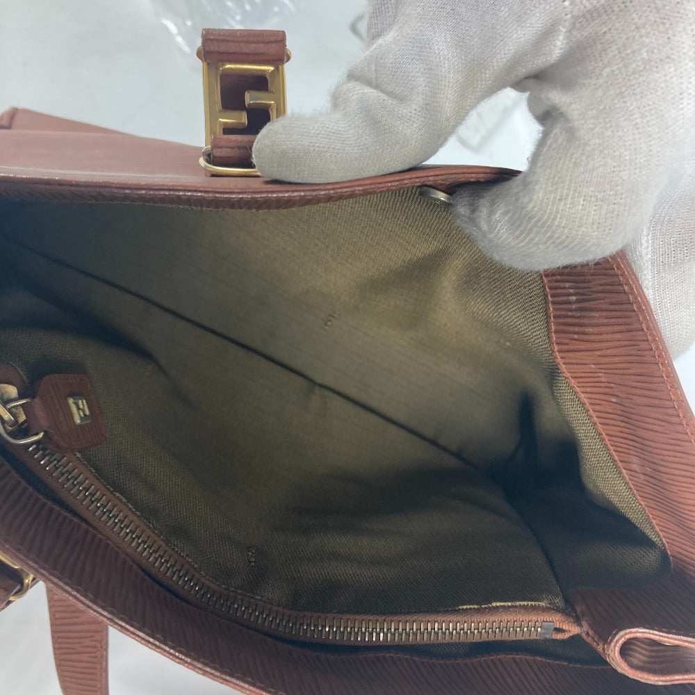 FENDI Handbag leather Brown vintage FF logo Women Used