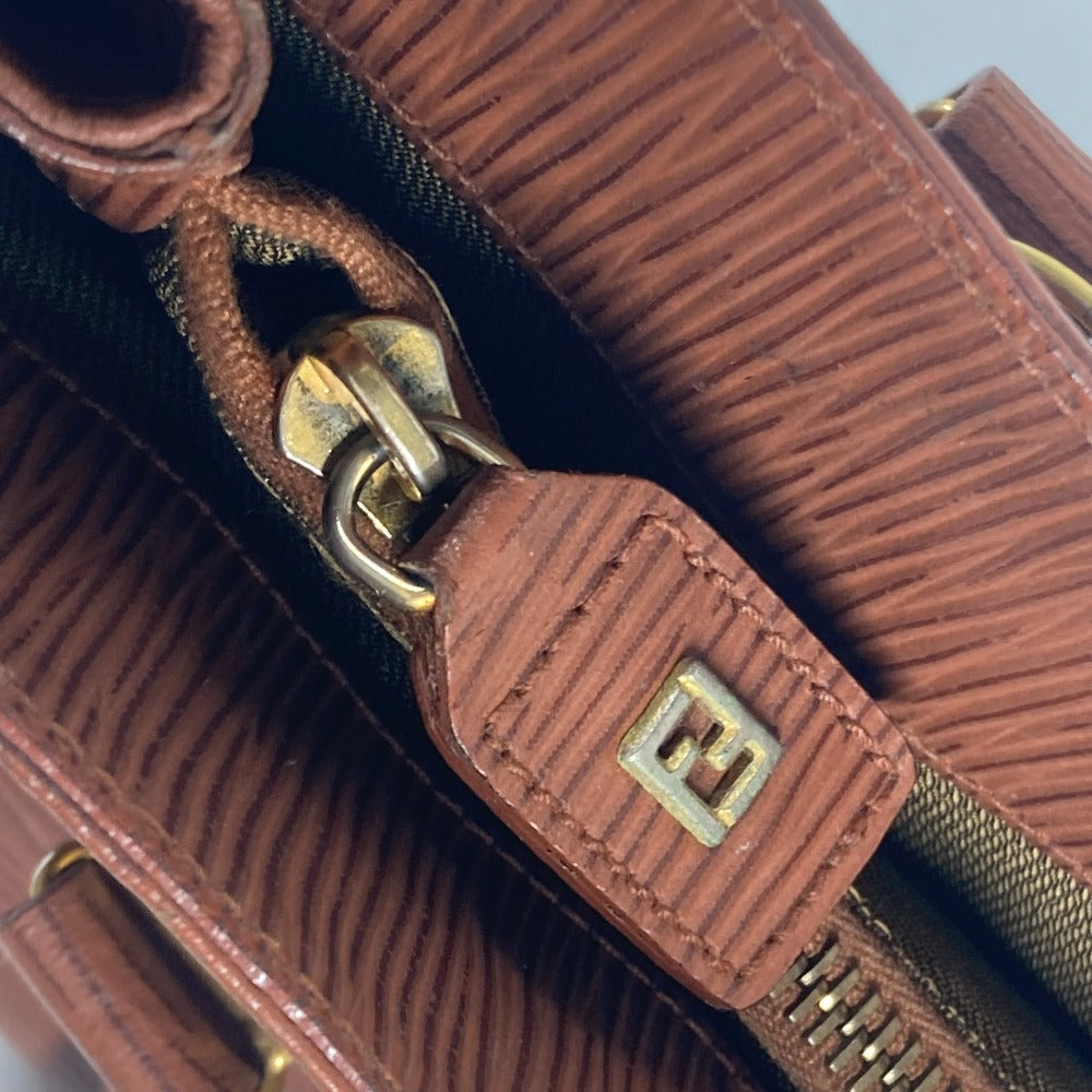 FENDI Handbag leather Brown vintage FF logo Women Used