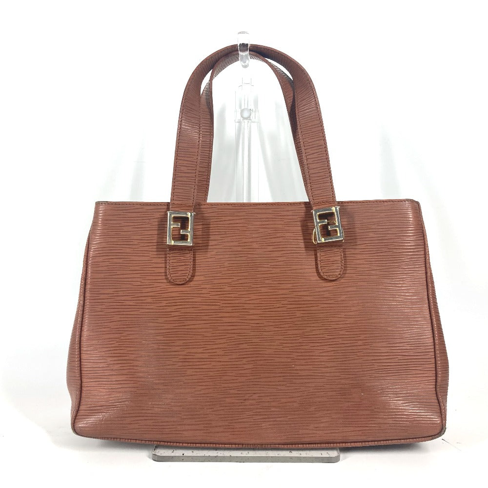 FENDI Handbag leather Brown vintage FF logo Women Used