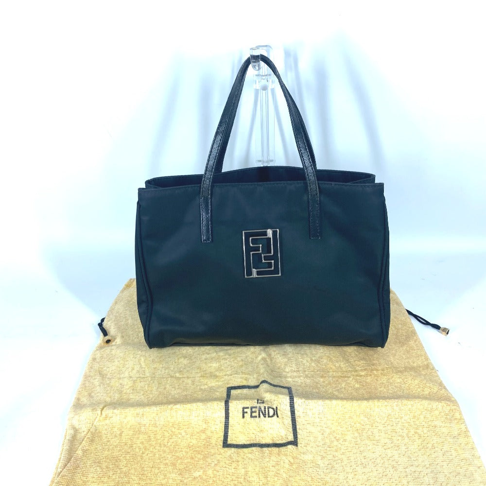 FENDI Tote Bag Leather / nylon black vintage FF logo Women Used