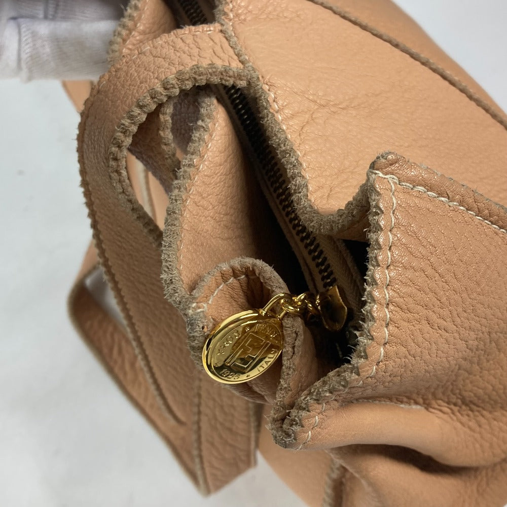 FENDI Tote Bag leather beige vintage Big logo Women Used