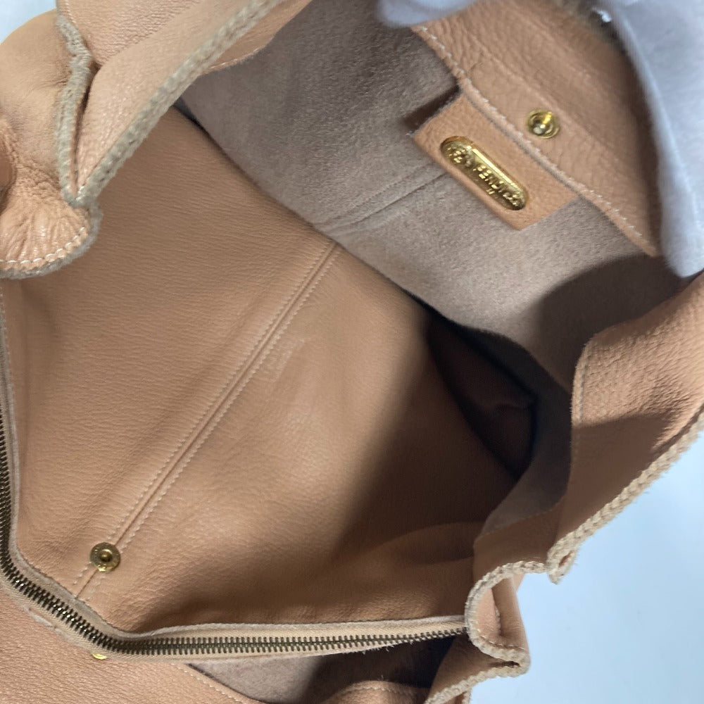FENDI Tote Bag leather beige vintage Big logo Women Used