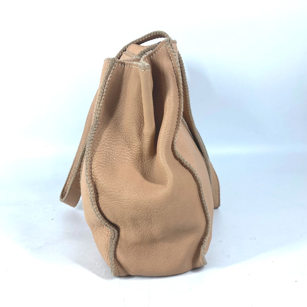 FENDI Tote Bag leather beige vintage Big logo Women Used