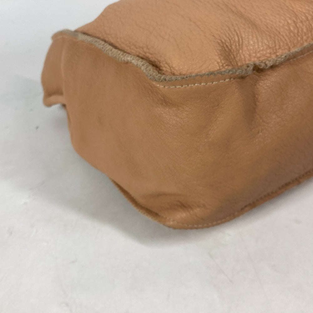FENDI Tote Bag leather beige vintage Big logo Women Used