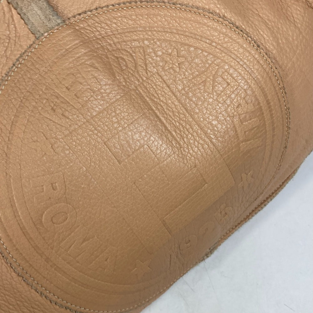 FENDI Tote Bag leather beige vintage Big logo Women Used