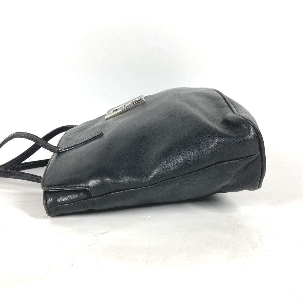 FENDI Tote Bag leather black Bag logo Women Used