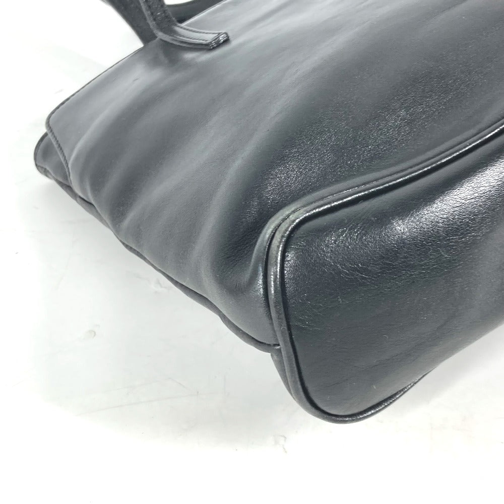 FENDI Tote Bag leather black Bag logo Women Used