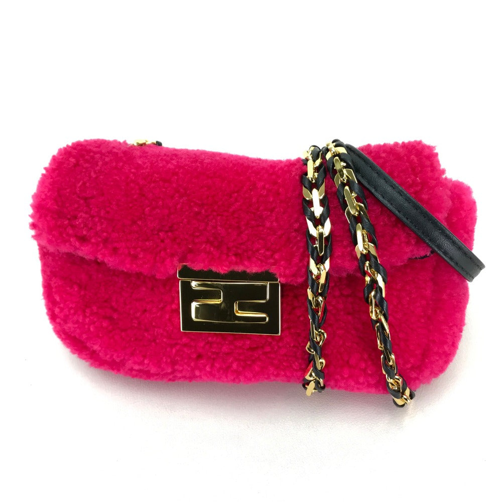FENDI Shoulder Bag 8M0315 Mouton Fusha pink Mini baguette Women Used