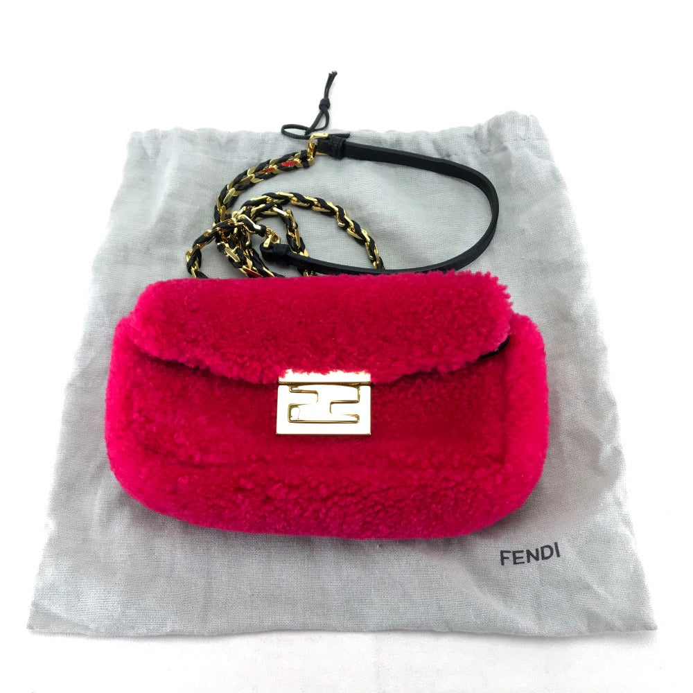 FENDI Shoulder Bag 8M0315 Mouton Fusha pink Mini baguette Women Used
