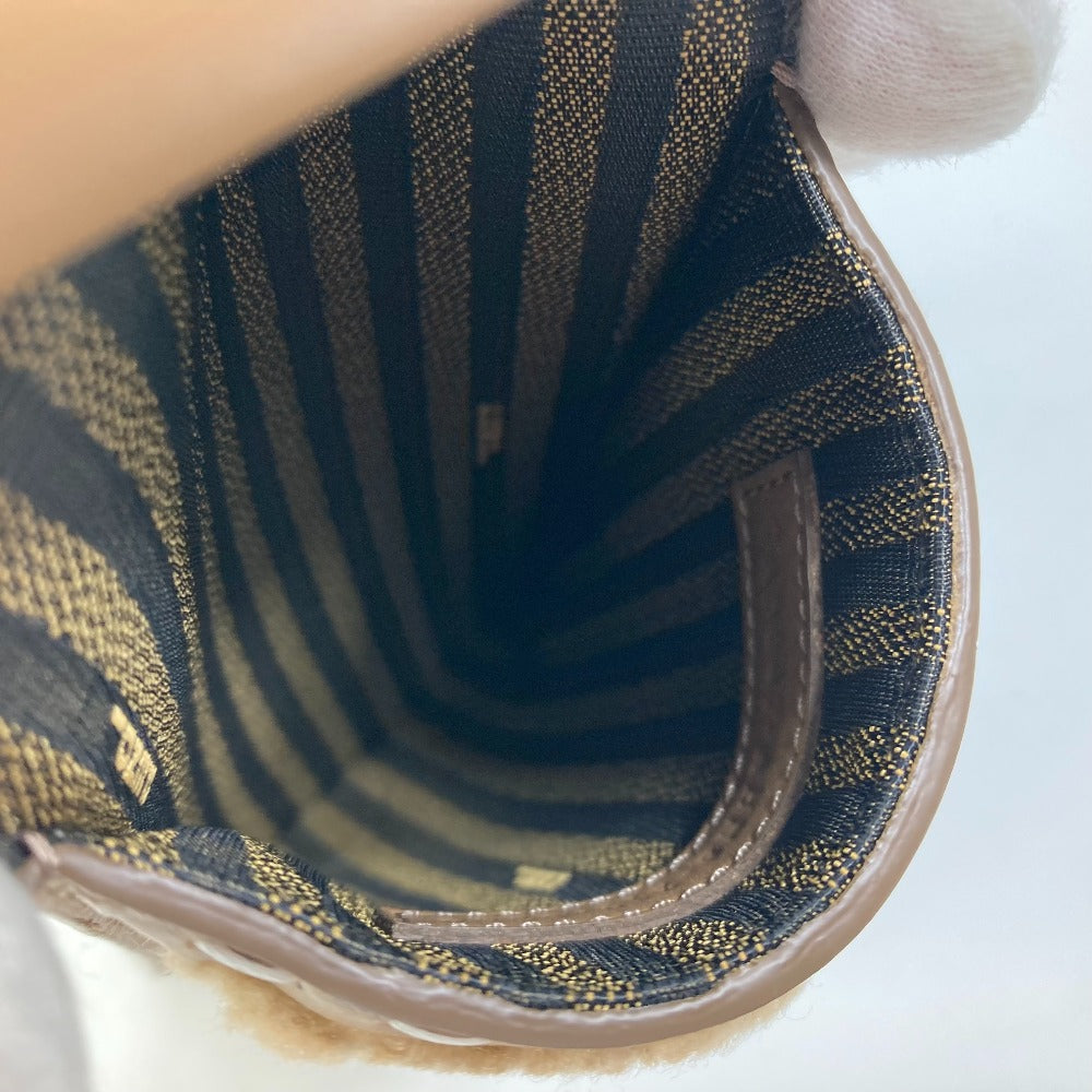 FENDI Pouch 7AS047 Fur, Leather beige Smartphone case phone pouch Women Used