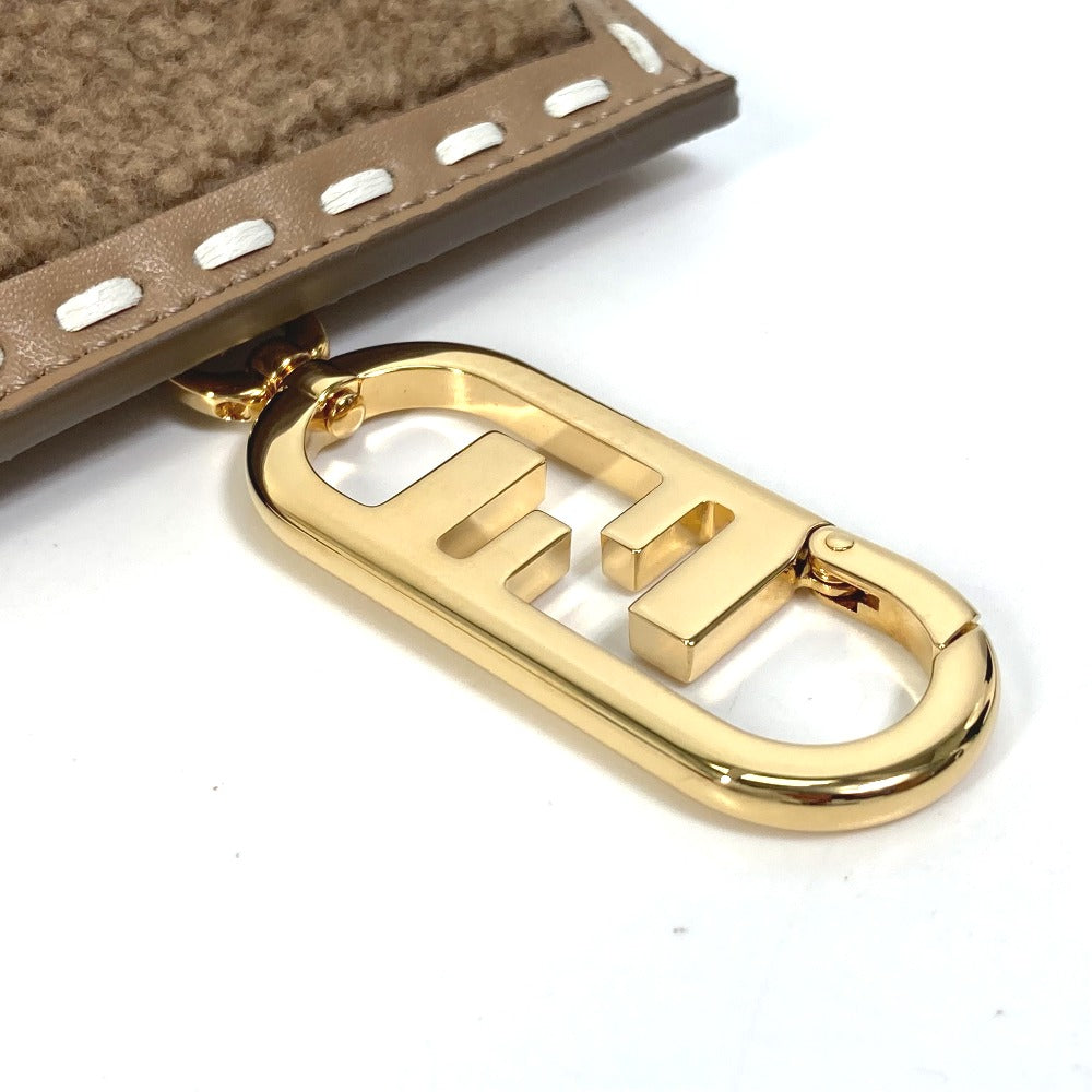 FENDI Pouch 7AS047 Fur, Leather beige Smartphone case phone pouch Women Used