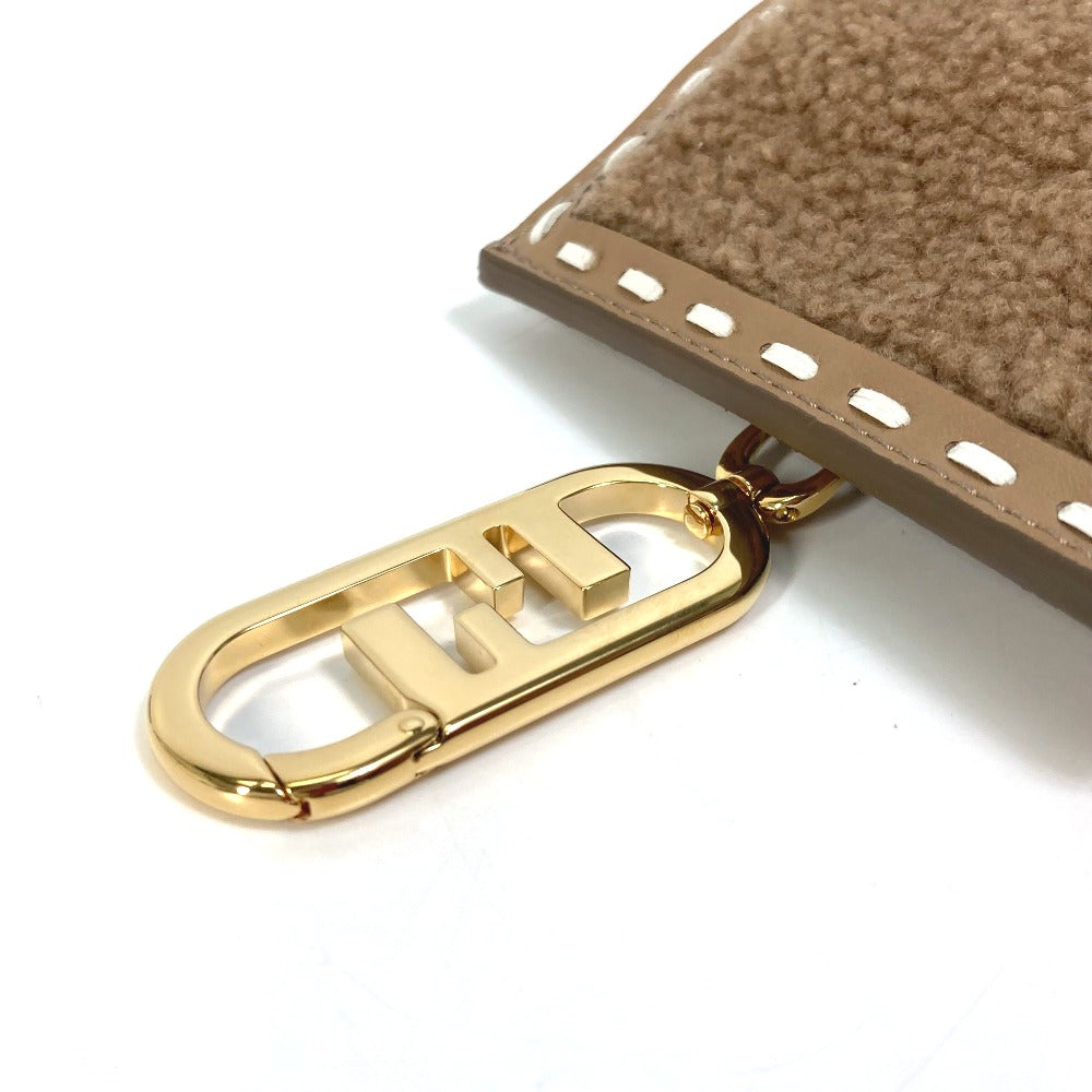 FENDI Pouch 7AS047 Fur, Leather beige Smartphone case phone pouch Women Used