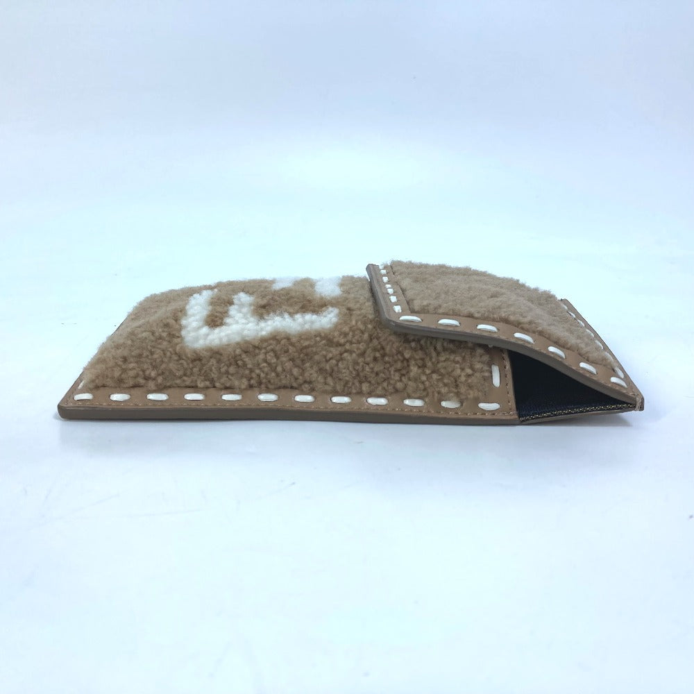 FENDI Pouch 7AS047 Fur, Leather beige Smartphone case phone pouch Women Used