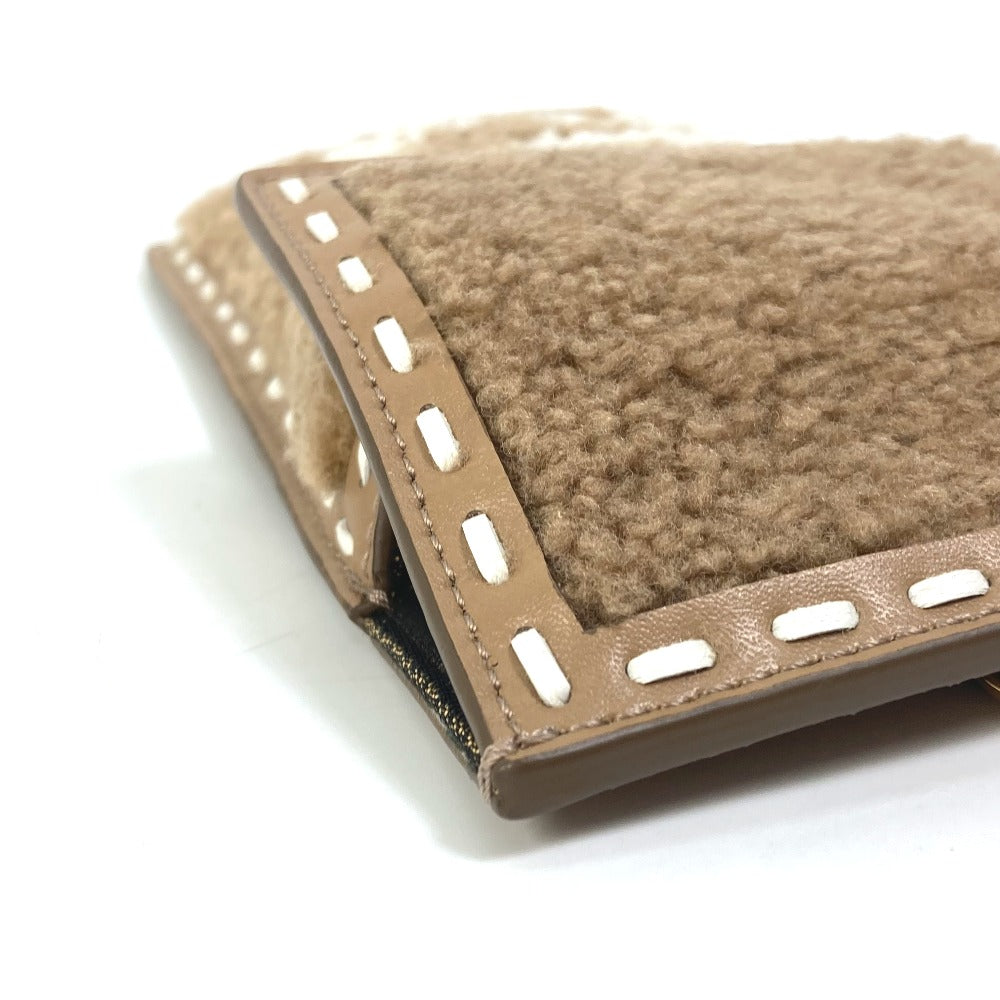 FENDI Pouch 7AS047 Fur, Leather beige Smartphone case phone pouch Women Used
