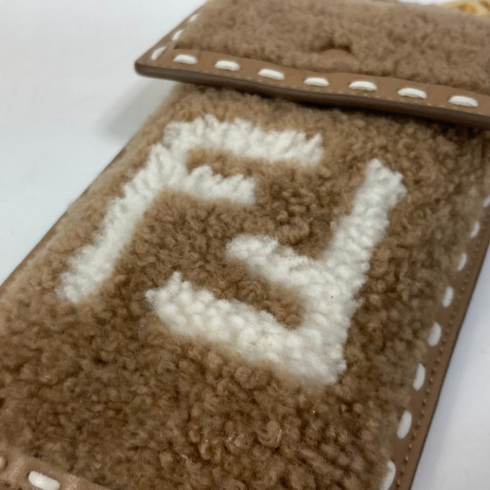FENDI Pouch 7AS047 Fur, Leather beige Smartphone case phone pouch Women Used