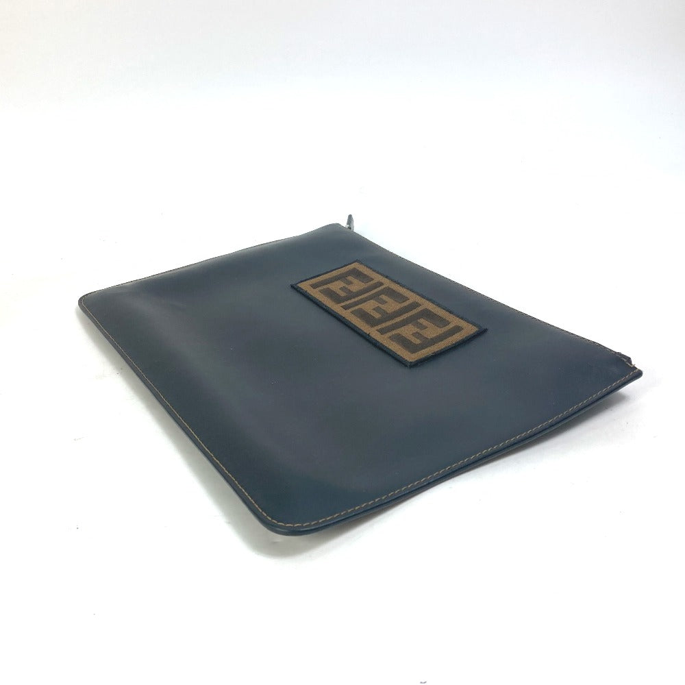 FENDI Clutch bag 7N0078 leather black Pouch Zucca logo mens Used