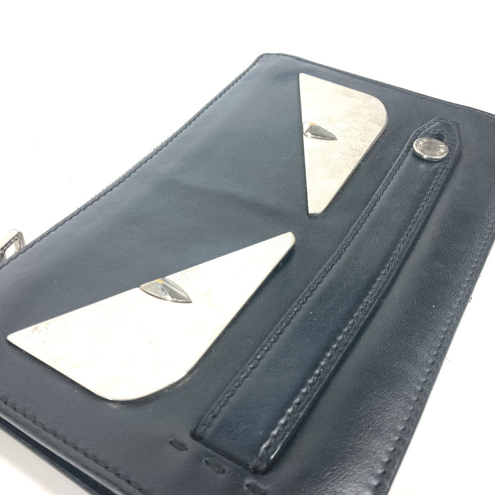FENDI Clutch bag 7VA350 leather black Monster Bugs mens Used