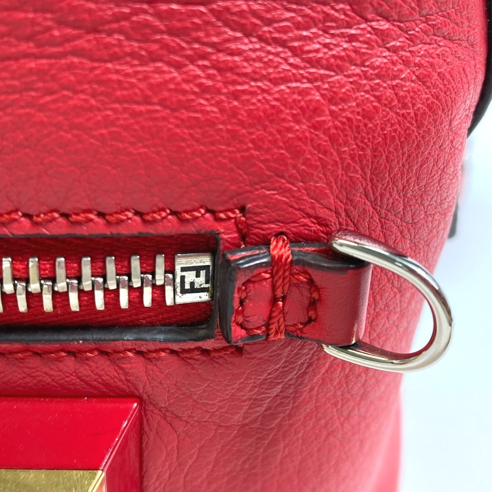 FENDI Backpack 8BZ038 leather Red Valentine limited color studs Mini backpack Women Used
