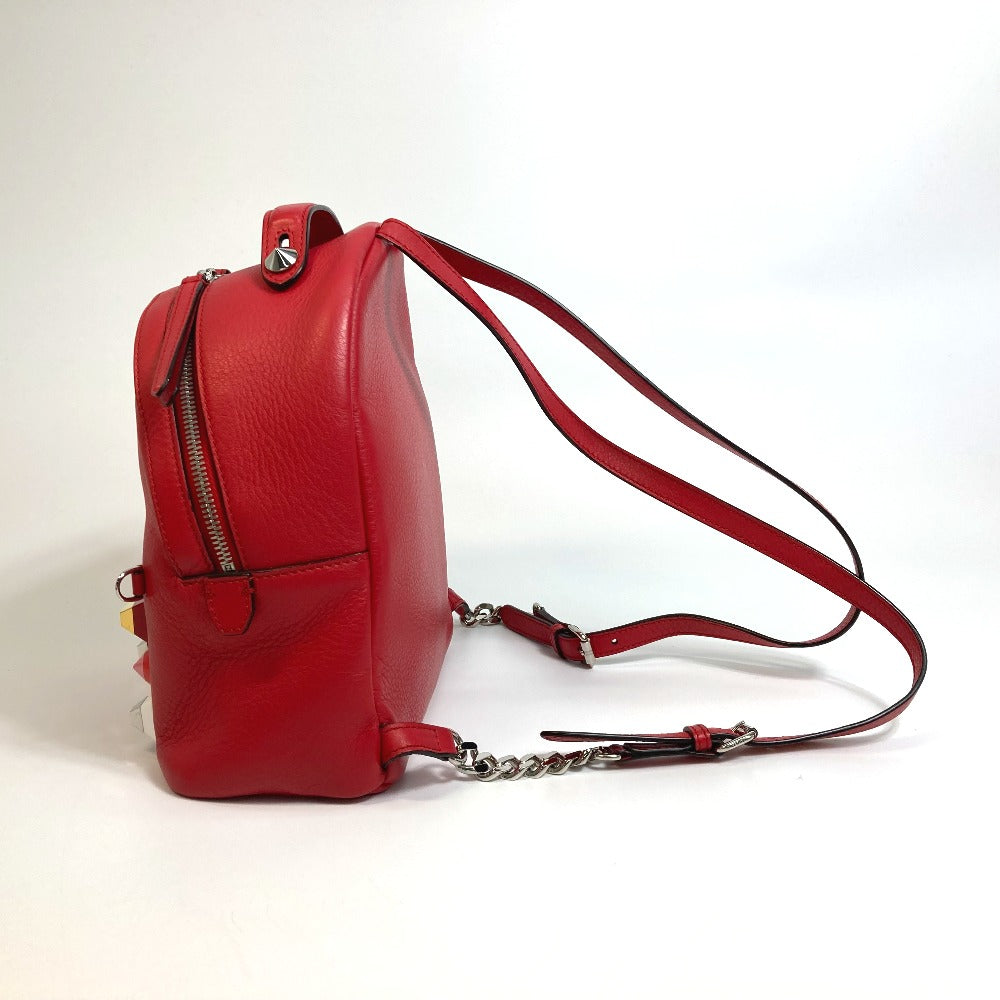 FENDI Backpack 8BZ038 leather Red Valentine limited color studs Mini backpack Women Used