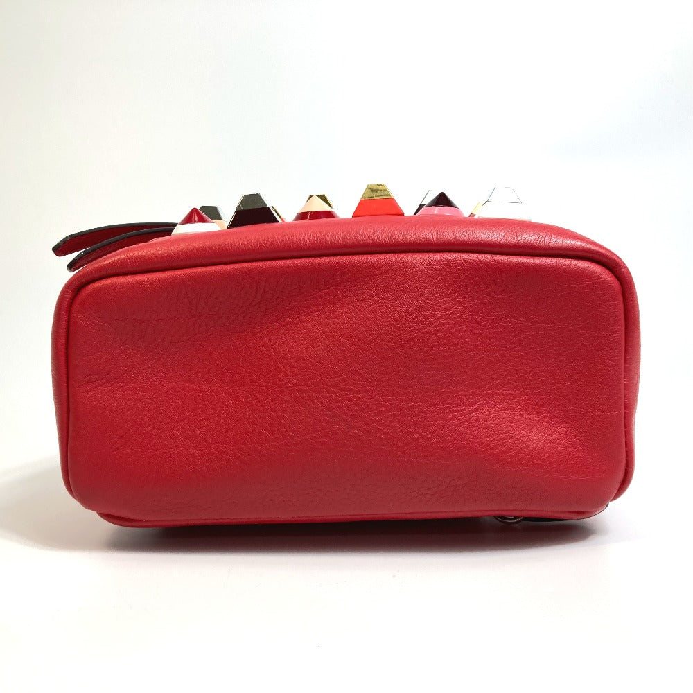 FENDI Backpack 8BZ038 leather Red Valentine limited color studs Mini backpack Women Used