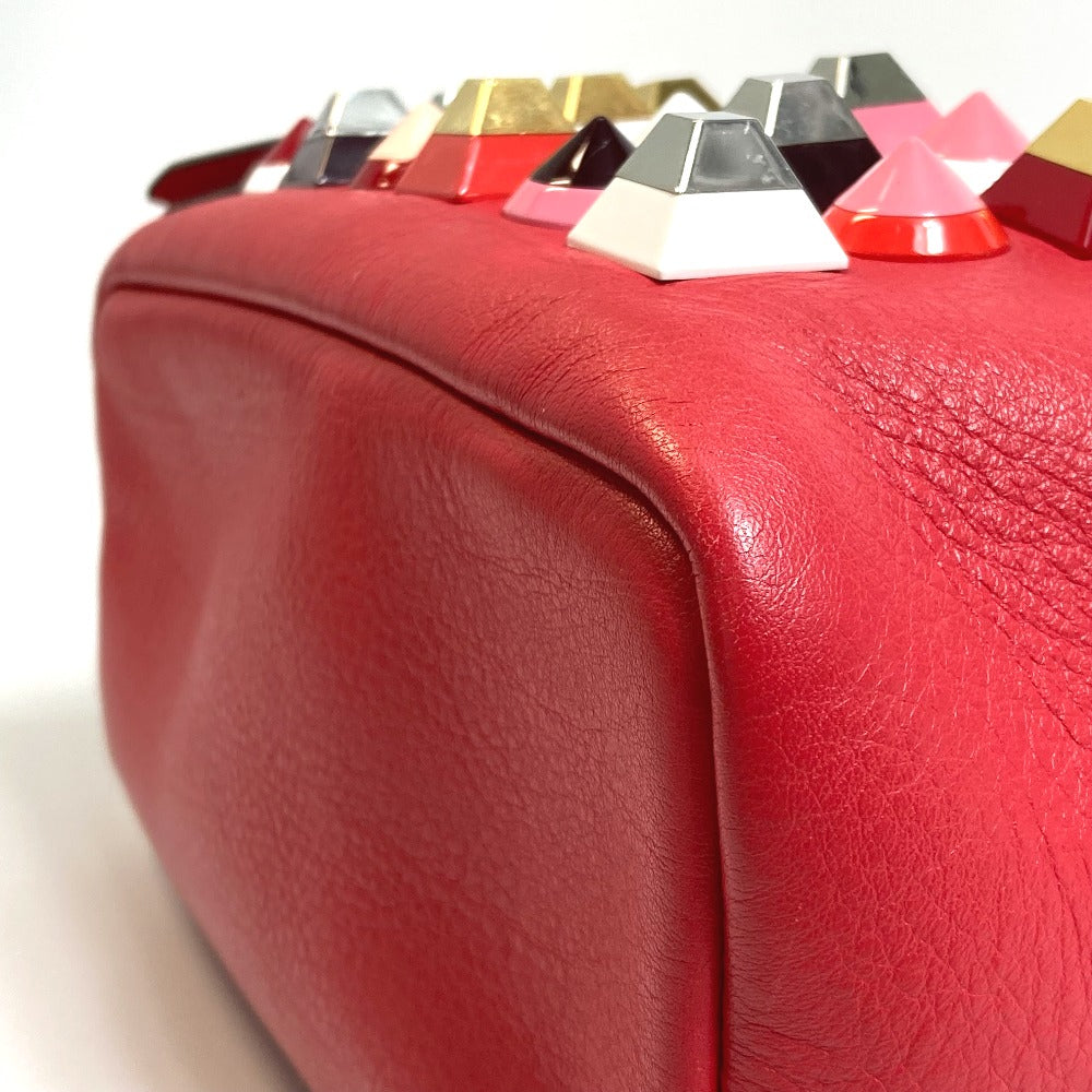 FENDI Backpack 8BZ038 leather Red Valentine limited color studs Mini backpack Women Used